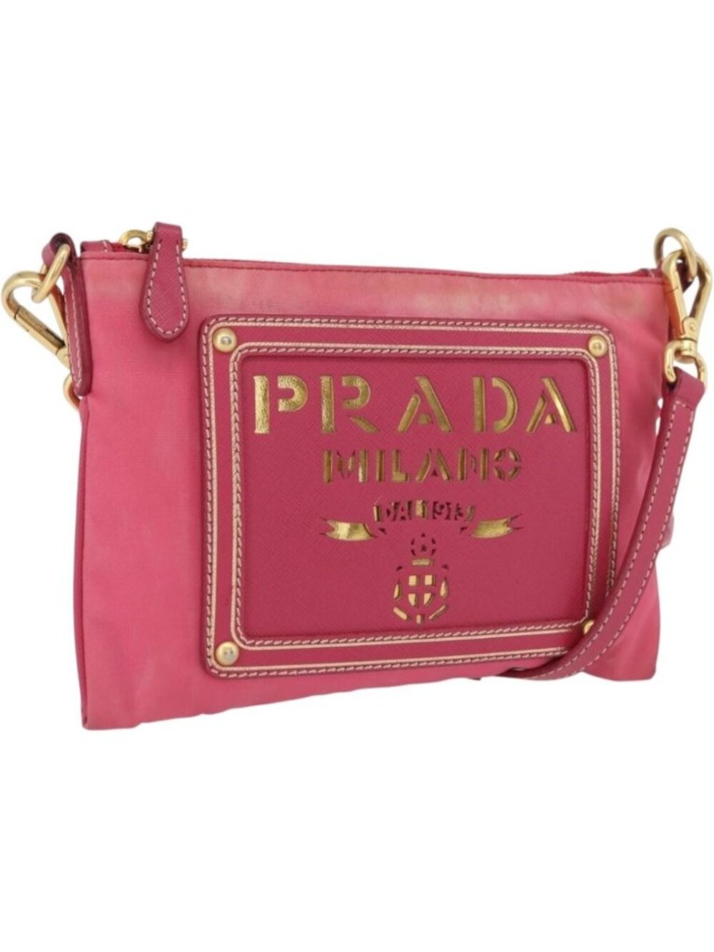 PRADA Shoulder Bag Nylon Pink Gold